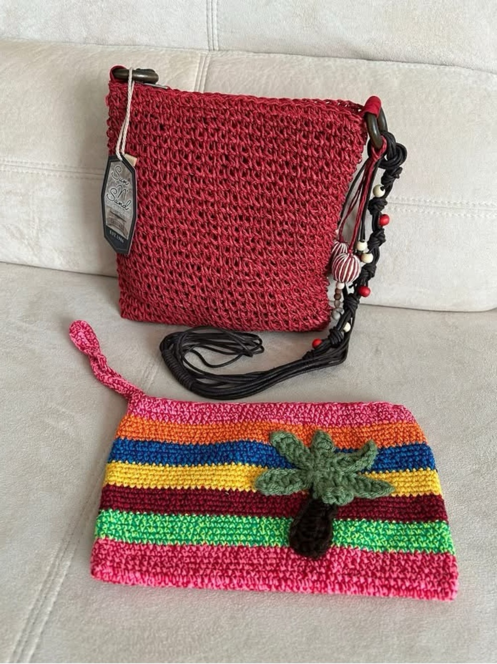 🔥NEW🔥 Bundle of 2 Crochet Cute Bright Colors Bags | Crossbody and Wristlet
